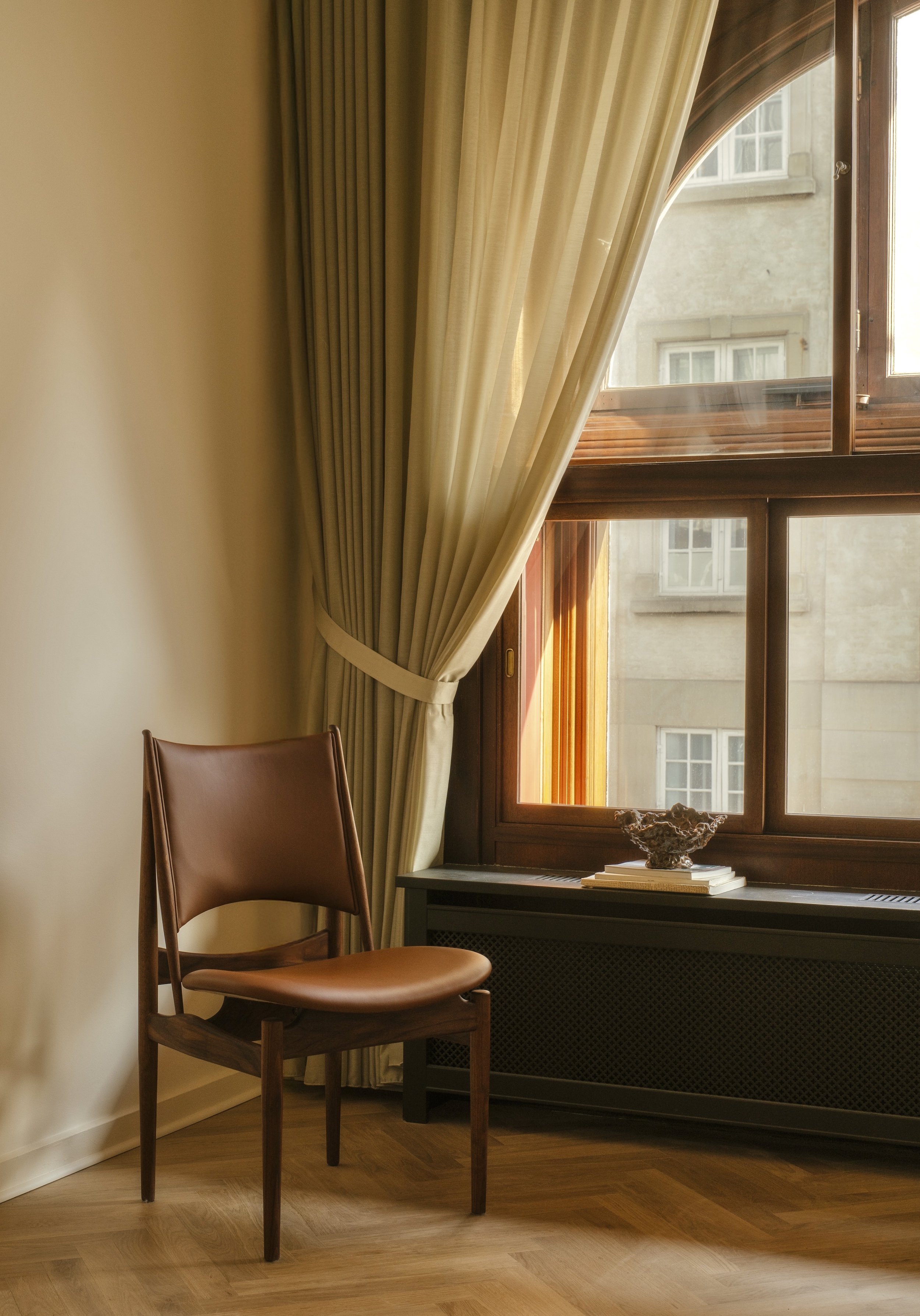 The Egyptian Chair in walnut with 'Cognac' leather. 